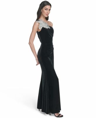 Women's Velvet One Shoulder Dress