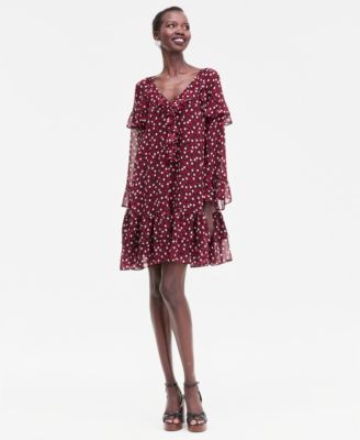 Women's Ruffle-Trim Bell-Sleeve Mini Dress, Macy's Exclusive 