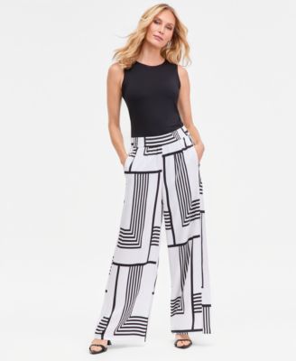 I.N.C. International Concepts - Women's Graphic-Print Pull-On Wide-Leg Pants