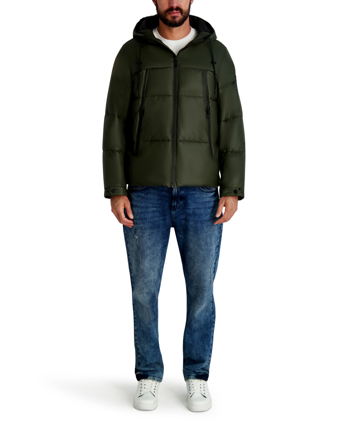 Karl Lagereld Mid Weight Hooded Puffer With Pockets