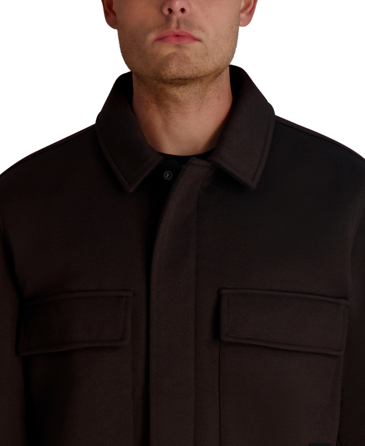 Karl Lagerfeld Paris Men's Twill Collared Shirt Jacket