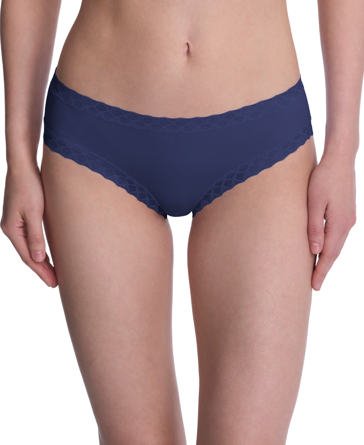 Natori Bliss Lace-trim Cotton Brief Underwear 156058 In Blue