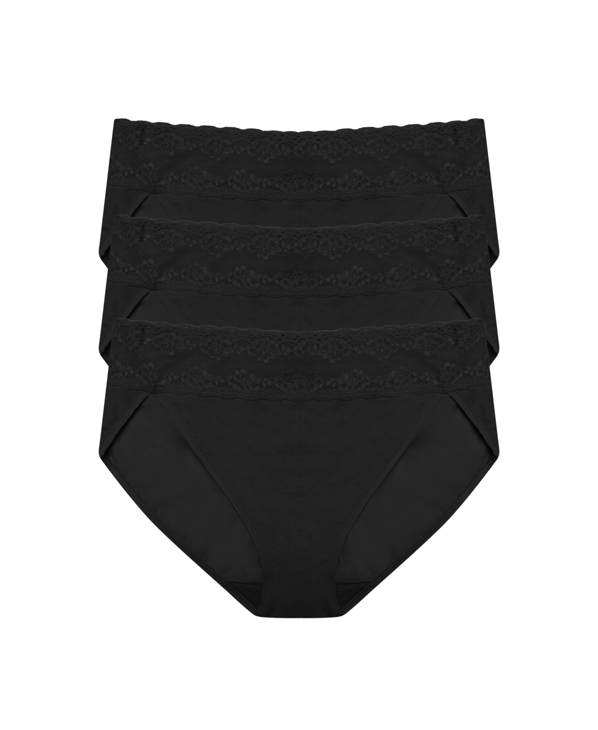 Natori Women's 3-pack Bliss Perfection French Bikini Panty Set In Black