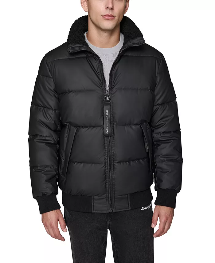 Men's Sherpa Lined Stand Collar Puffer Jacket