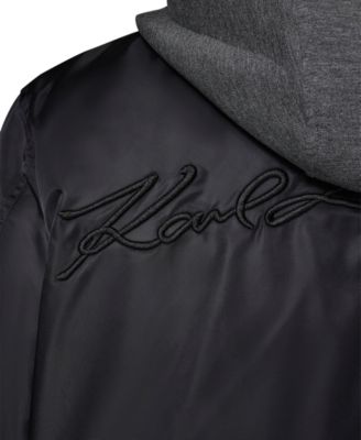 Men's Embroidered Signature Hooded Bomber Jacket