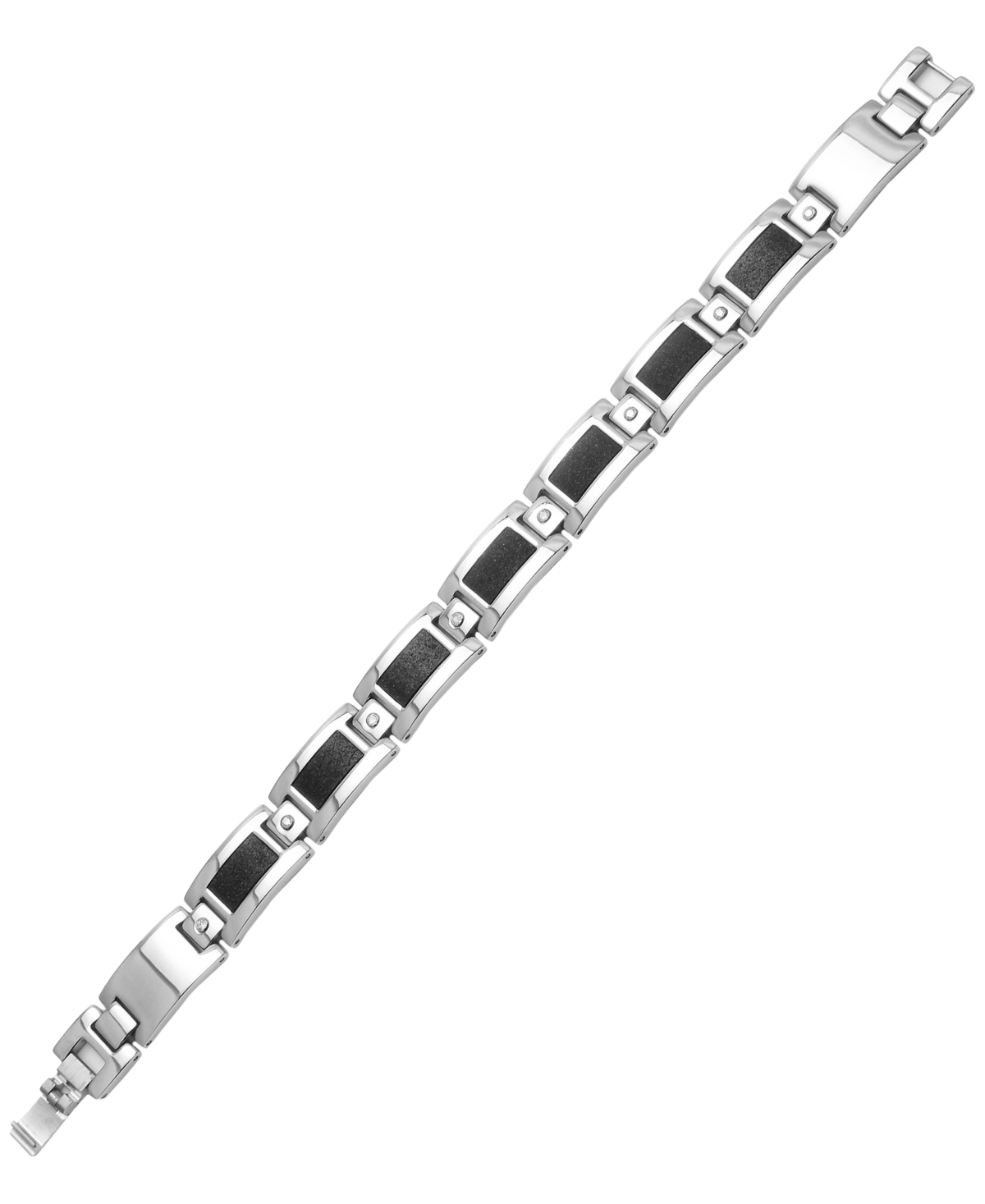 Macy's White Diamond and Black Plated Bracelet (1/5 ct. t.w.) in Stainless Steel