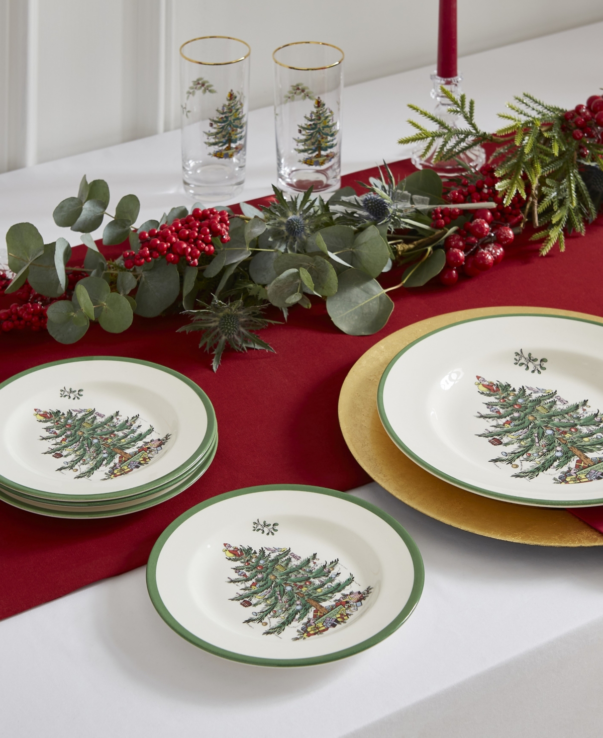 Christmas Tree Salad Plates, Set of 8