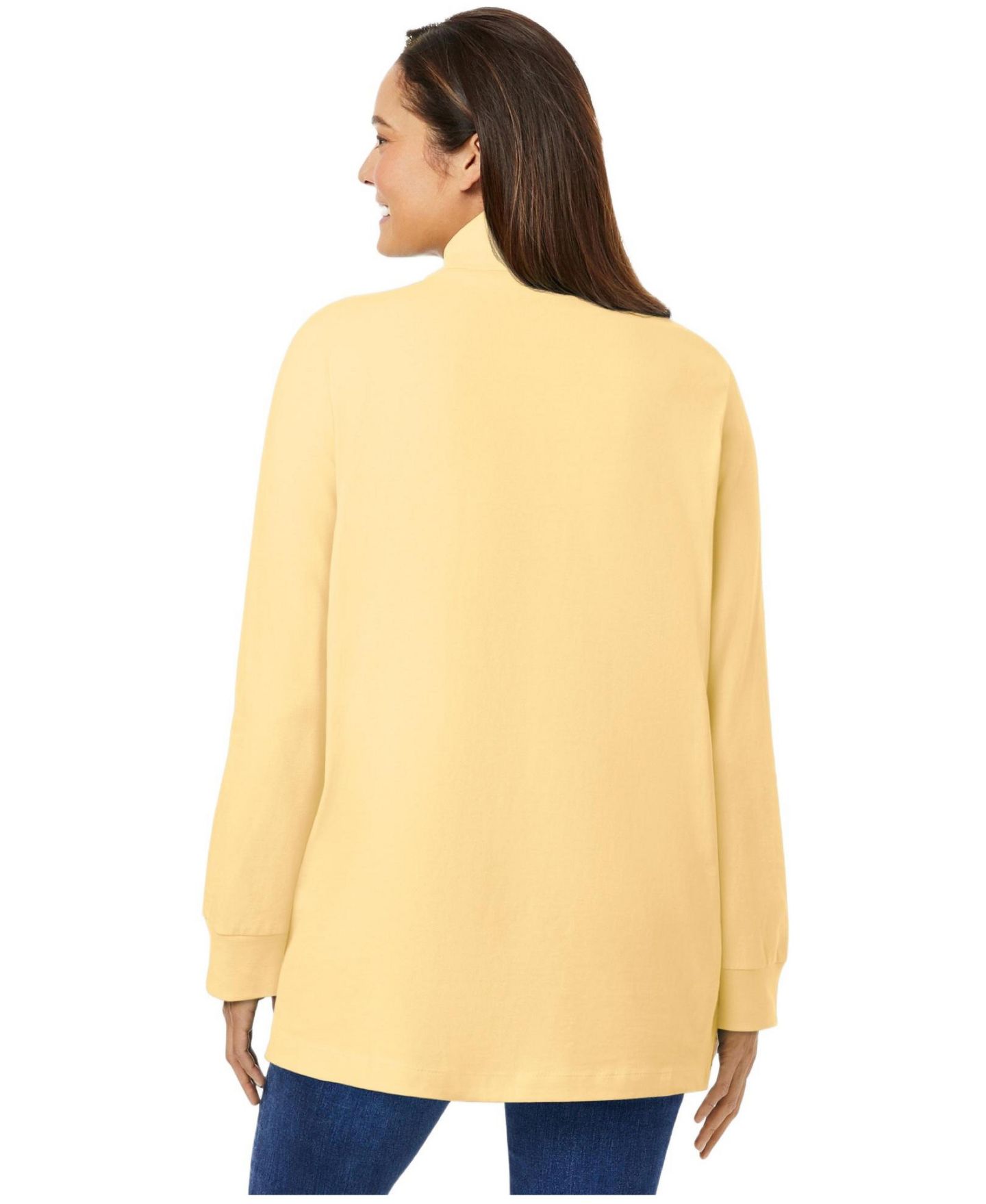 Женская футболка Woman Within Within Perfect Printed Three-Quarter Sleeve V-Neck, цвет: Чёрный — фото 2