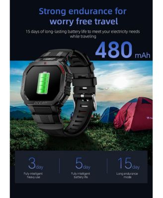 Waterproof Outdoor Adventure Smartwatch with 15 Day Battery - Black Color