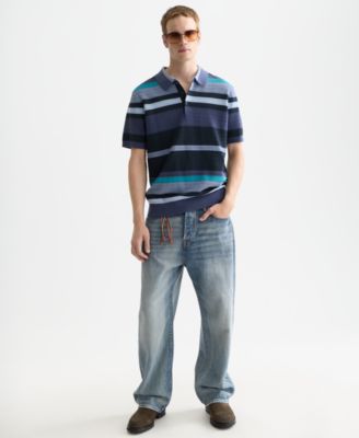 Men's Knitted Striped Regular-Fit Polo Shirt