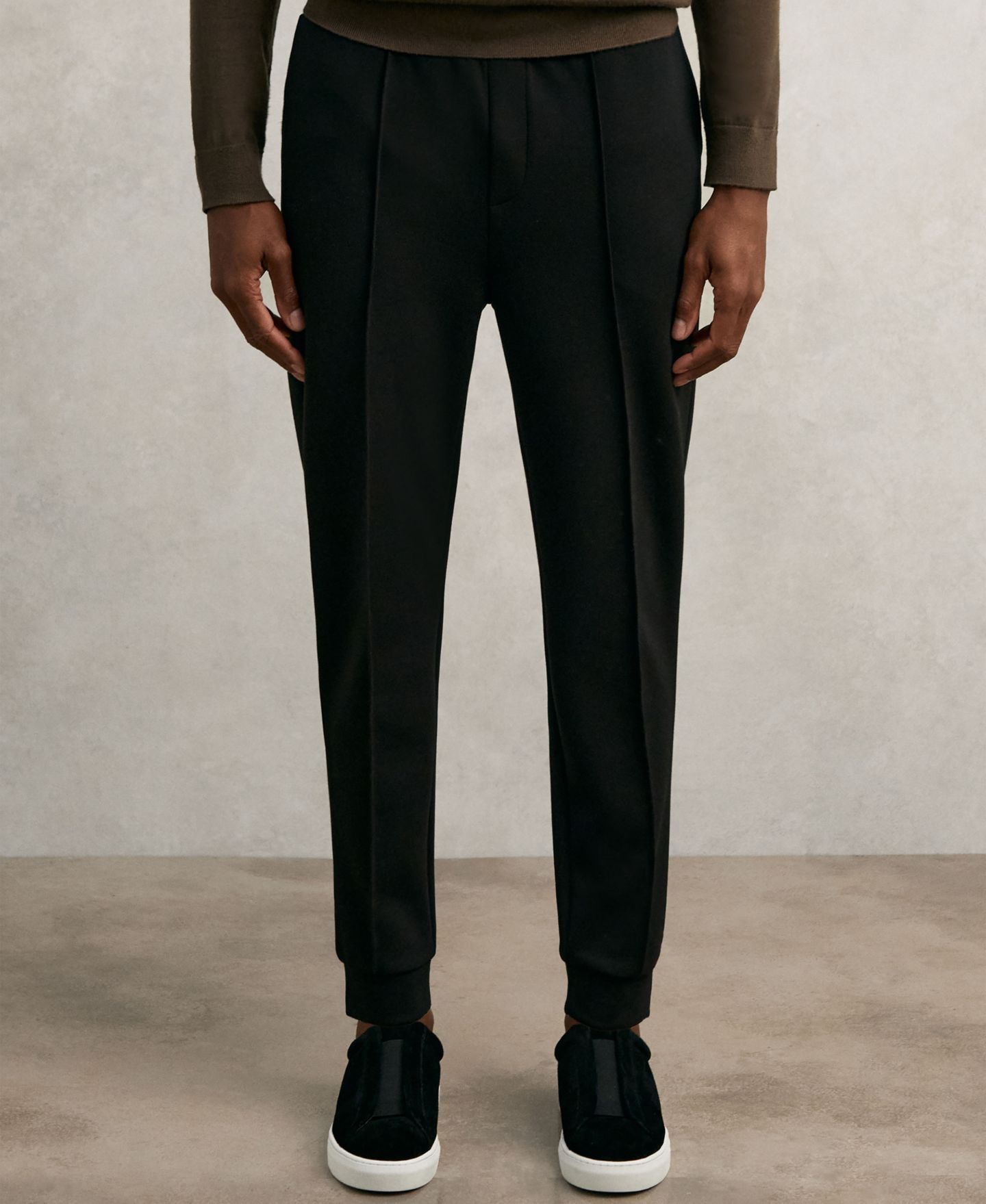 Мужские брюки REISS Premier Stretch-Jersey Tailored, цвет: Чёрный — фото 1