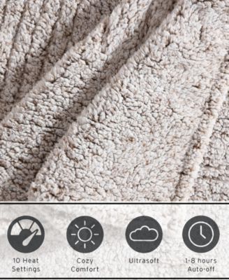 Lookout Mountain Tipped Print Sherpa Heated Blanket, Twin