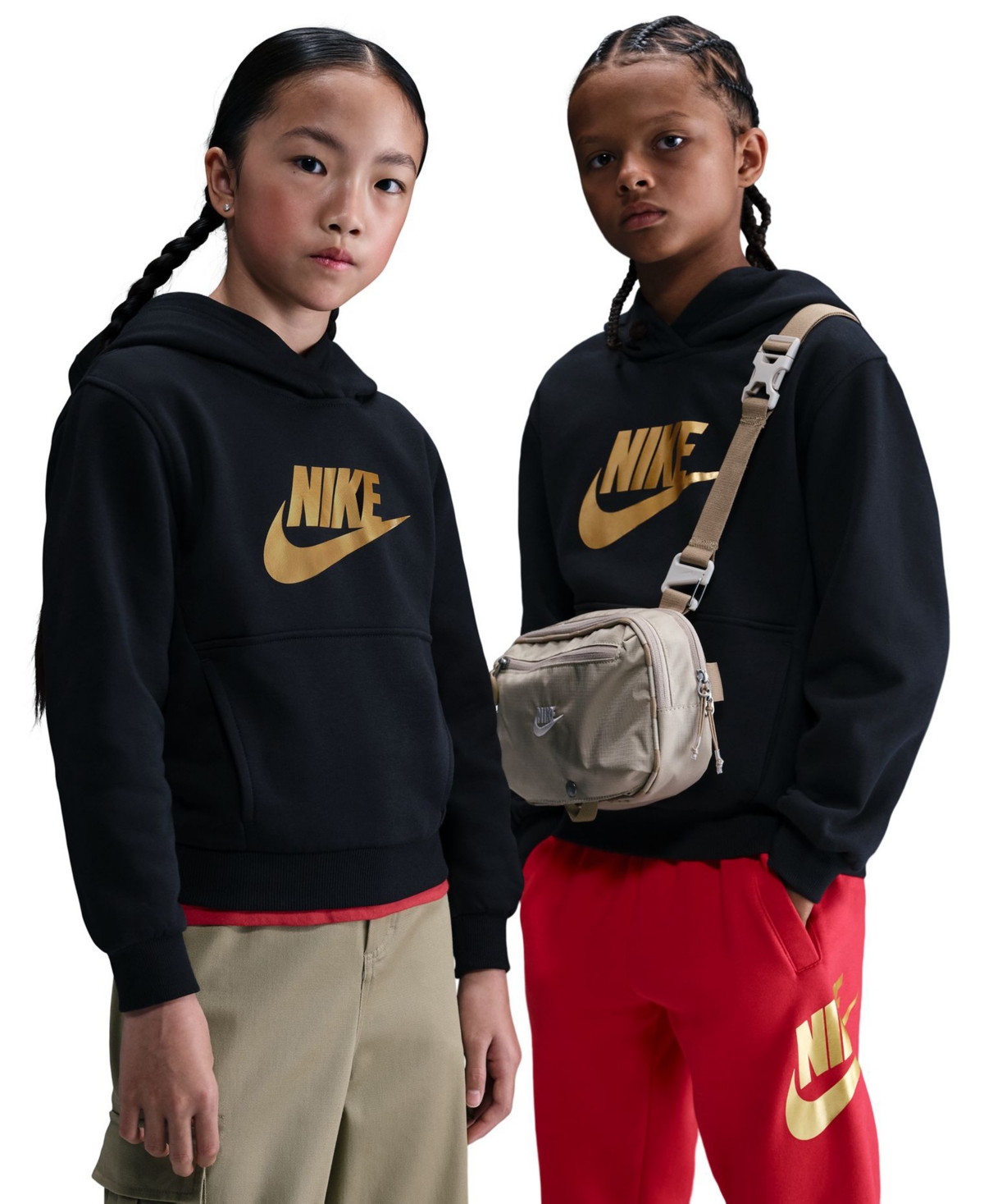 Nike Big Kids' Sportswear Gold Holiday Satin Club Fleece Hoodie