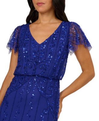 Women's Beaded V-Neck Maxi Dress