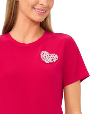 Women's Pull-On Heart Applique T-Shirt