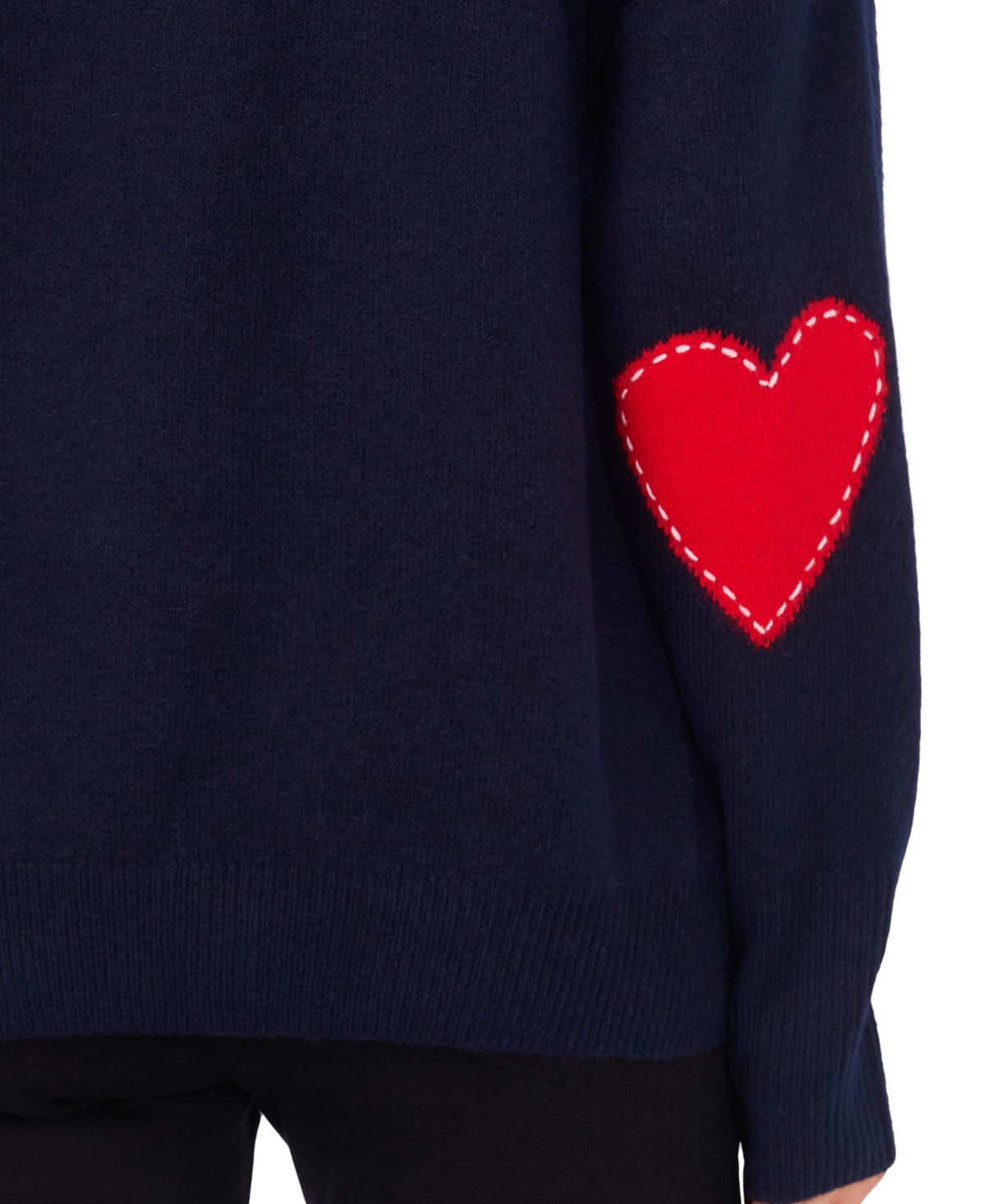 CeCe Women's Heart Elbow Patch Crewneck Sweater