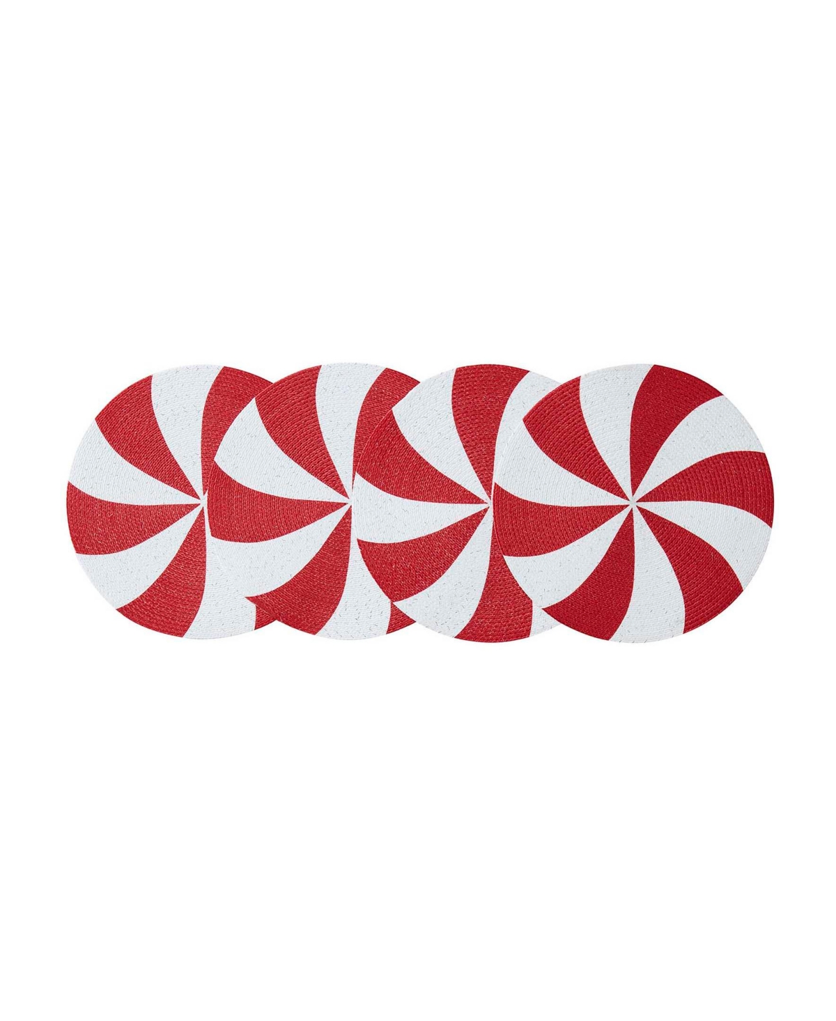 Avanti Peppermint Round Braided Placemats, Set Of 4 In Multi