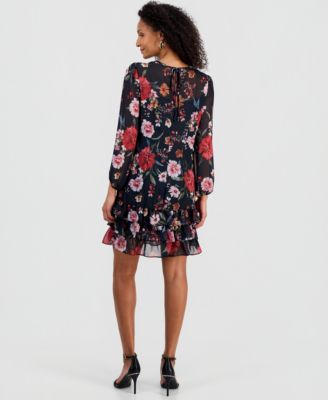 Women's Long-Sleeve Ruffled Tiered Dress