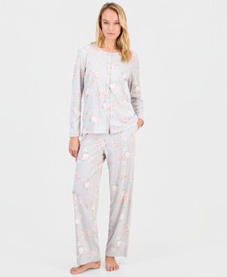 Women's Cotton Printed Button-Front Pajama Set, Exclusively at Macy's