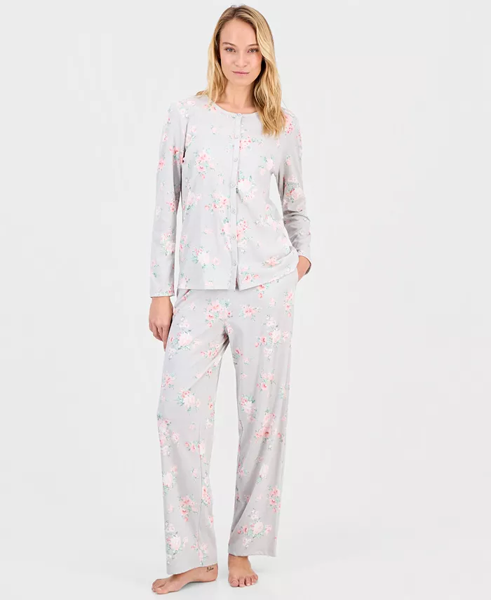 Women's Cotton Printed Button-Front Pajama Set - thumbnail 7