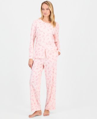 Women's Cotton Printed Button-Front Pajama Set, Exclusively at Macy's