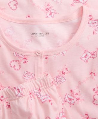 Women's Cotton Printed Button-Front Pajama Set, Exclusively at Macy's