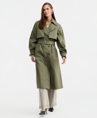 Women's Belted Oversized-Sleeve Trench Coat, Macy's Exclusive