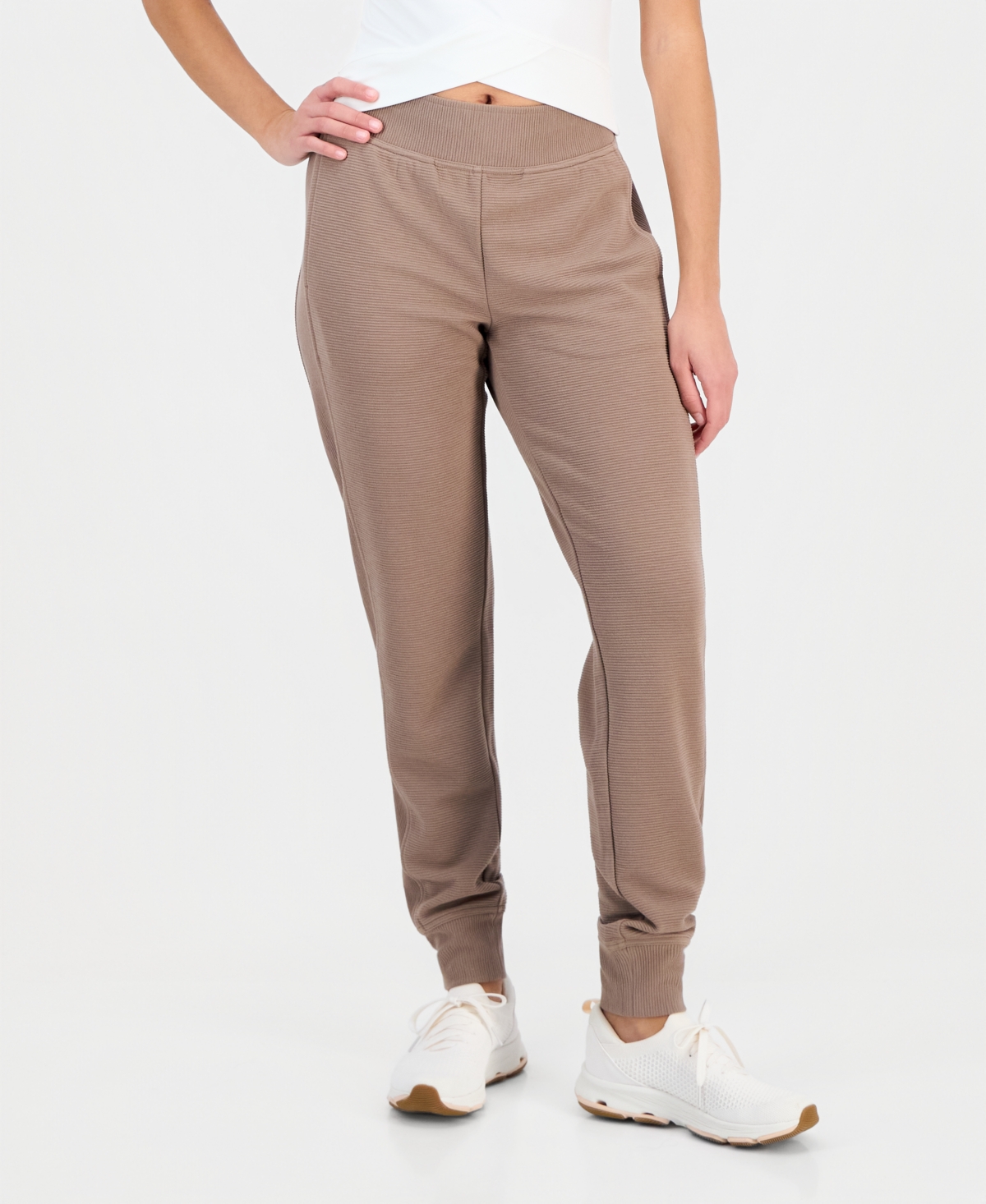 Id Ideology Women's Ottoman-rib Jogger Pants, Created For Macy's