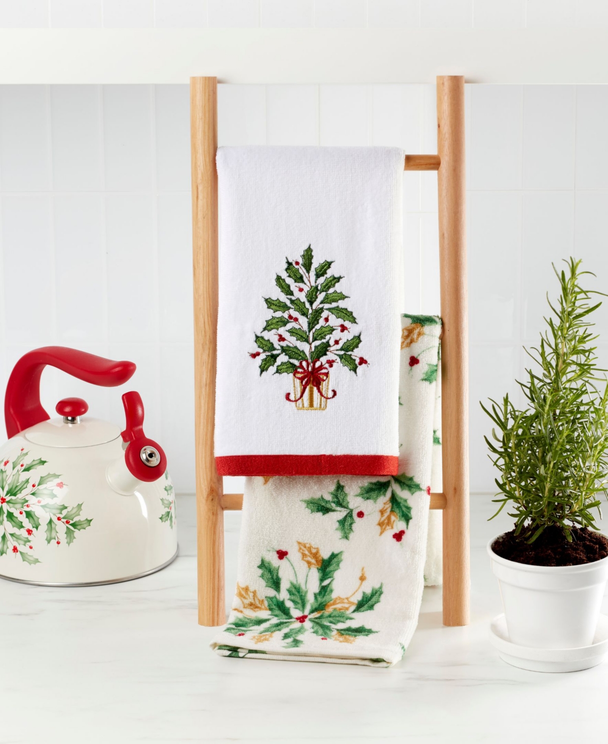 Lenox Holiday Tree Cotton Kitchen Towels, Set of 2