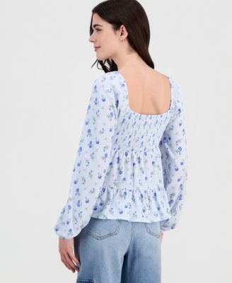 Juniors' Floral Tiered Babydoll Top 