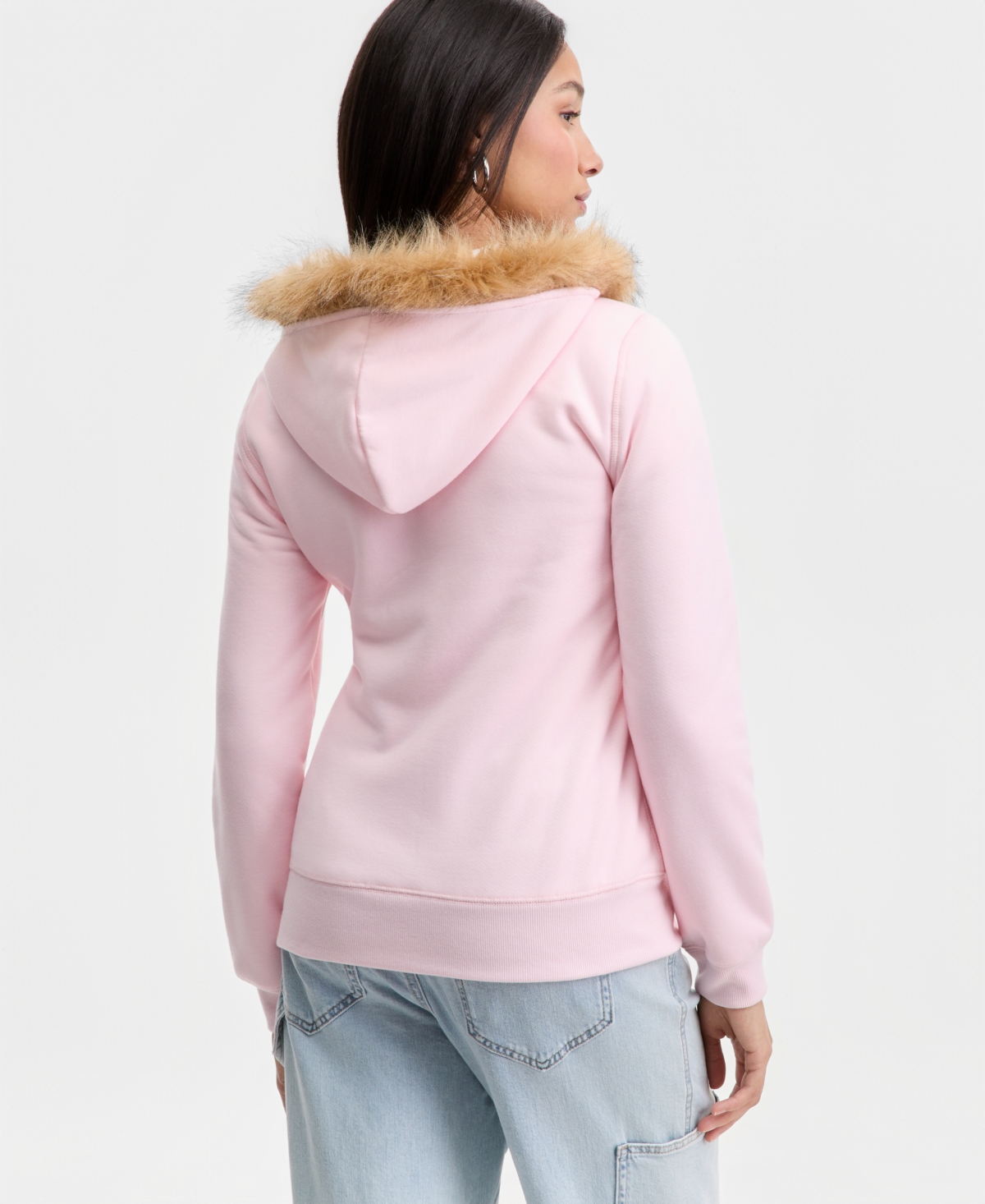 Madden Girl Juniors' Faux-Fur-Trim Hooded Sweatshirt