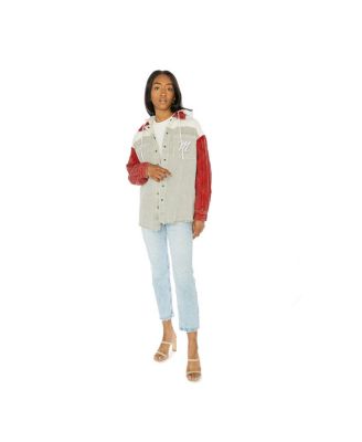 Women's Red Ole Miss Rebels Vintage Wash Corduroy Full-Snap Hooded Jacket