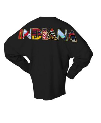 Women's Black Indiana Fever Oversized Preppy City Long Sleeve T-Shirt