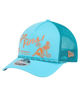 New Era - Men's Aqua Miami Dolphins Gas Station 9FORTY A-Frame M-Crown Adjustable Trucker Hat