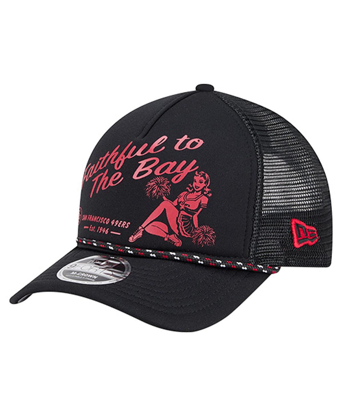 New Era Men's Black San Francisco 49ers Gas Station 9FORTY A-Frame M-Crown Adjustable Trucker Hat