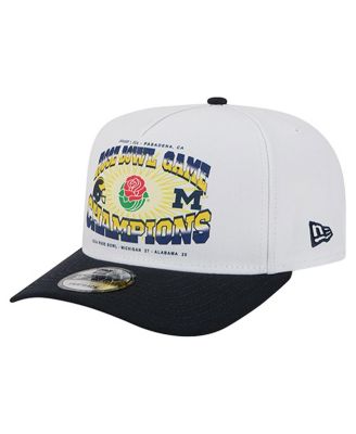 New Era - Men's White/Navy Michigan Wolverines Retro 2024 Rose Bowl Champions 9FIFTY A-Frame Snapback Hat