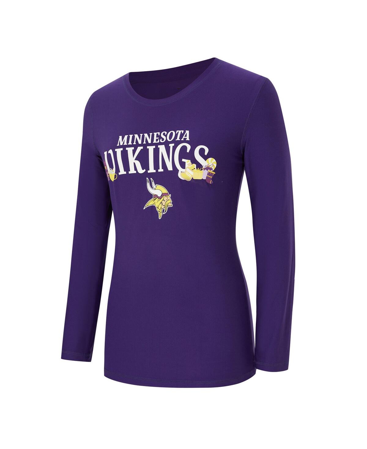 Concepts Sport Women's 2-piece Purple Minnesota Vikings Chestnut Long Sleeve T-shirt And Pants Sleep Set In Purple