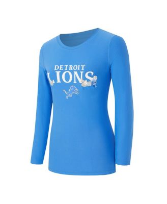 Women's 2-Piece Blue Detroit Lions Chestnut Long Sleeve T-Shirt and Pants Sleep Set