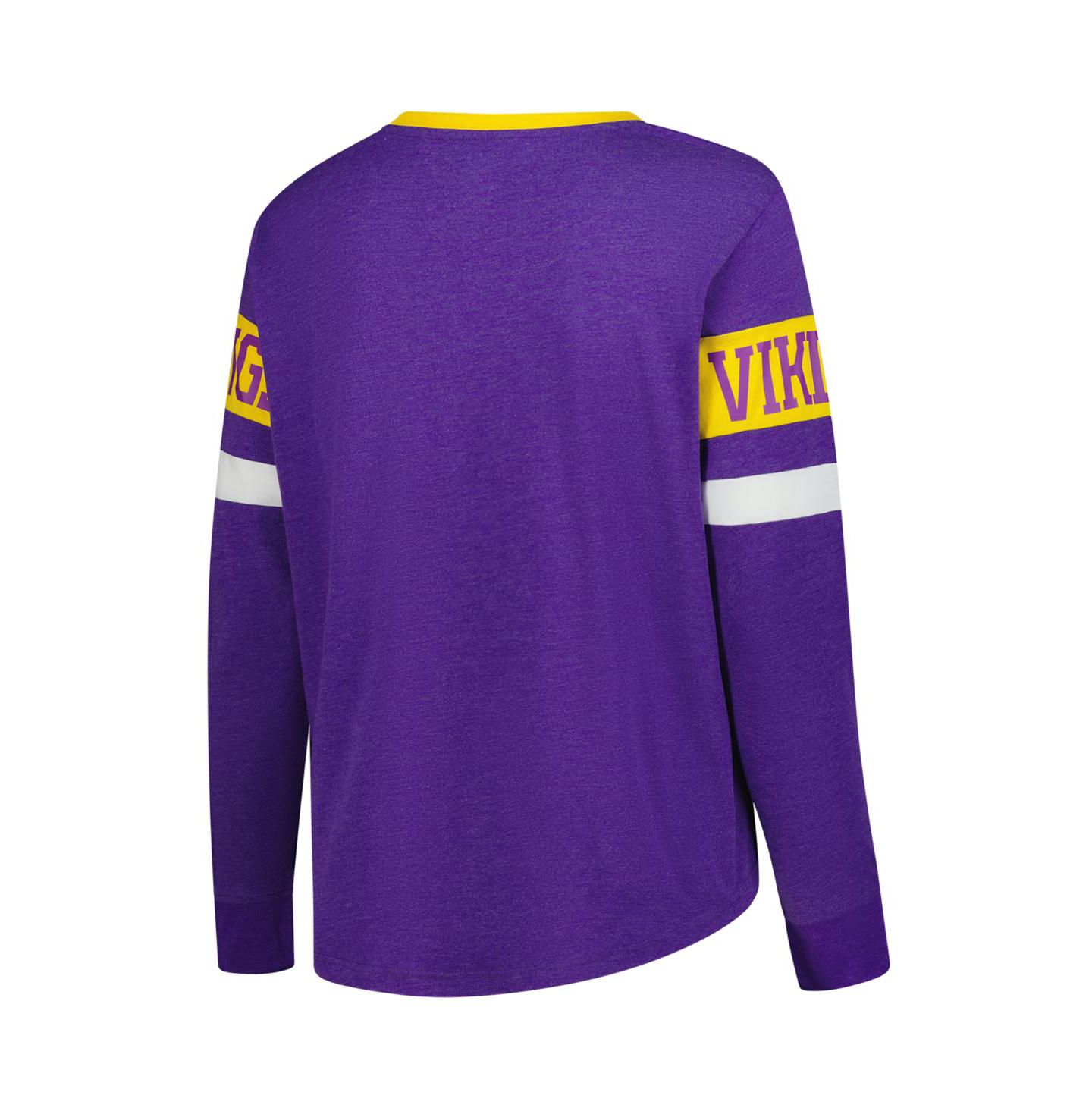 Женская футболка New Era Purple Minnesota Vikings Plus Size Throwback Lace-Up Long Sleeve — фото 3