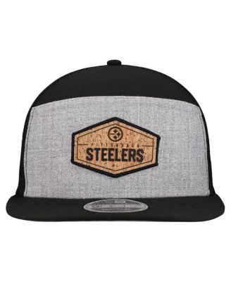 Men's Gray/Black Pittsburgh Steelers Cork Split Panel 9FIFTY Trucker Snapback Hat