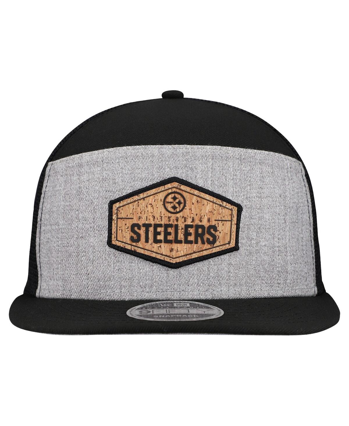 New Era Men's Gray/Black Pittsburgh Steelers Cork Split Panel 9FIFTY Trucker Snapback Hat