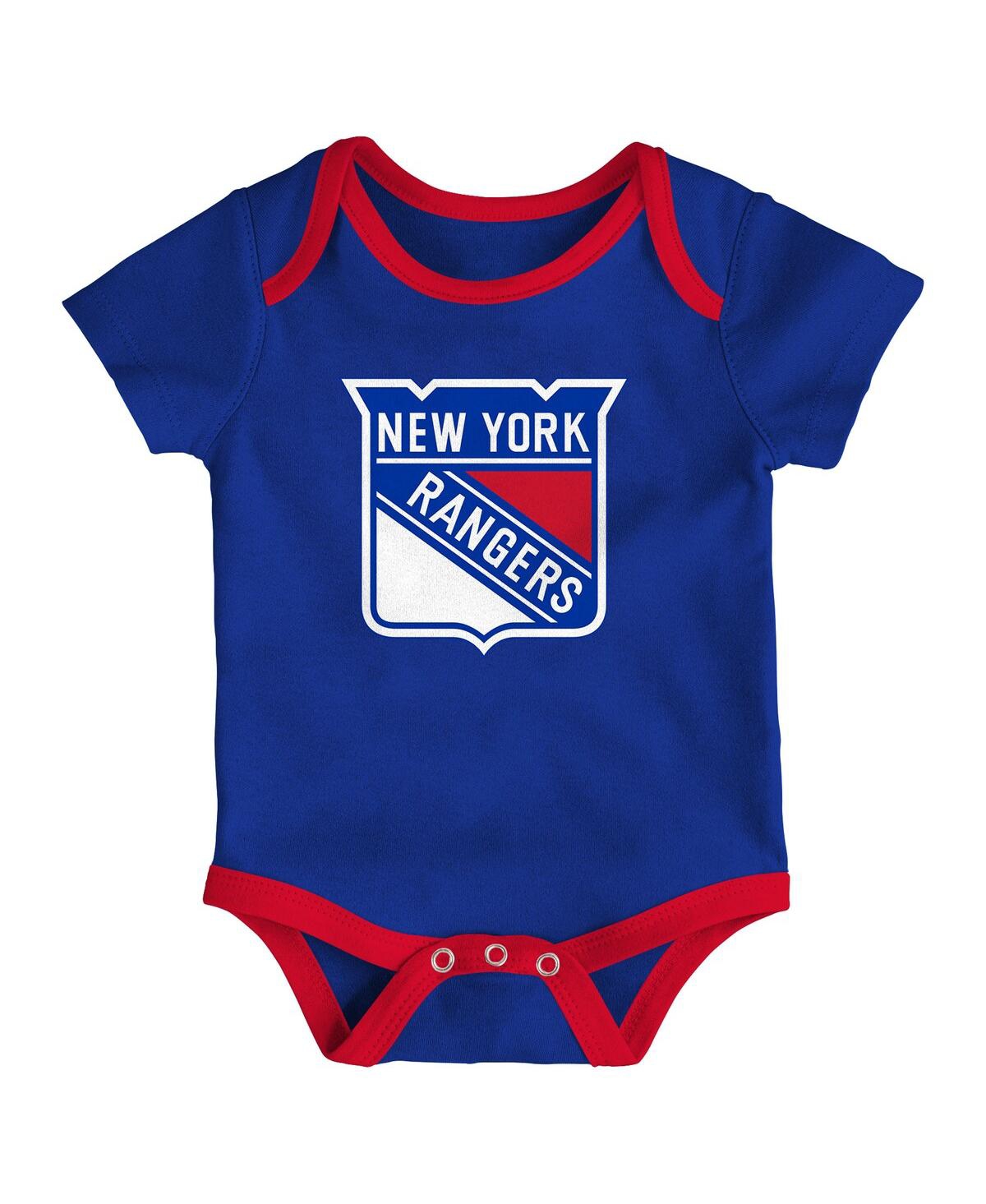 Outerstuff Baby Boys And Girls 3-piece New York Rangers Triple Header Bodysuit Set In Blue