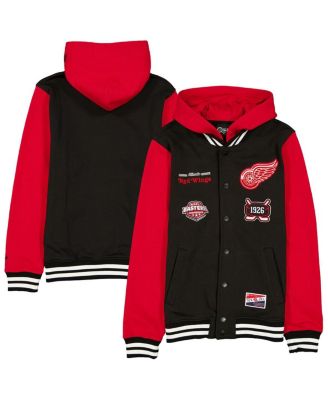 New Era - Men's Black/Red Detroit Red Wings Full-Snap Fleece Hoodie Jacket