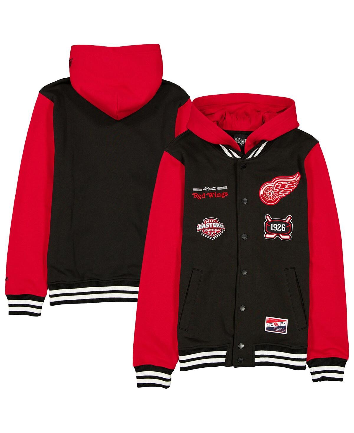 New Era Men's Black/Red Detroit Red Wings Full-Snap Fleece Hoodie Jacket