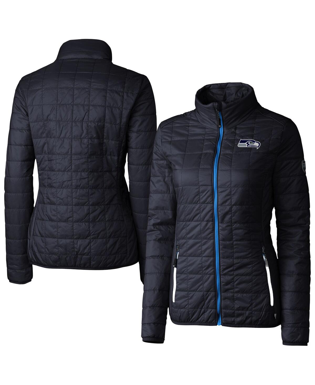 Cutter & Buck Women's Navy Seattle Seahawks Rainier Primaloft Eco Insulated Full-zip Puffer Jacket In Blue