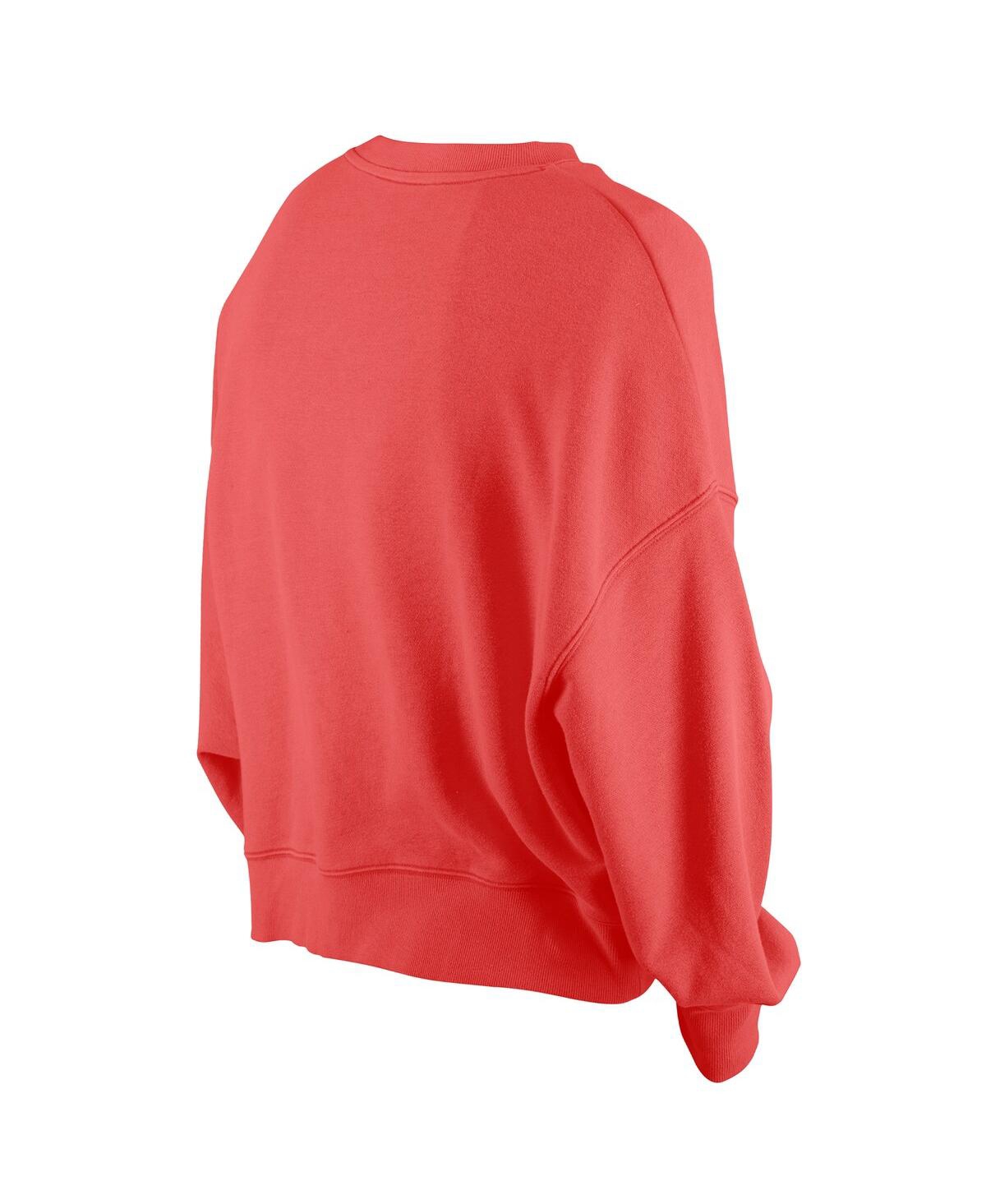 New Era Women's Scarlet San Francisco 49ers Oversized Throwback Mineral Wash Crew Neck Sweatshirt In Red