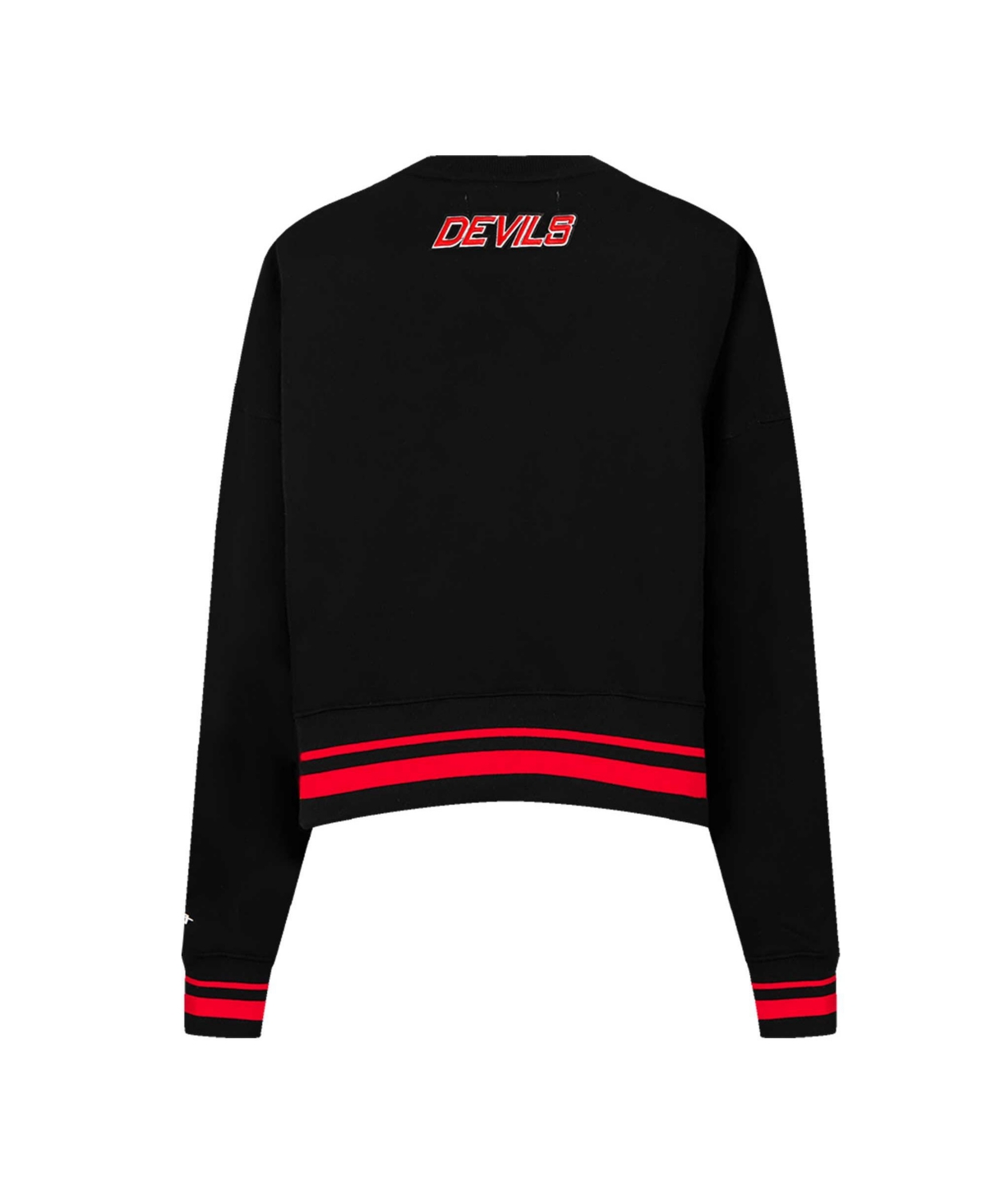 Pro Standard Women's Black New Jersey Devils Area Code Cropped Pullover Sweatshirt In Black