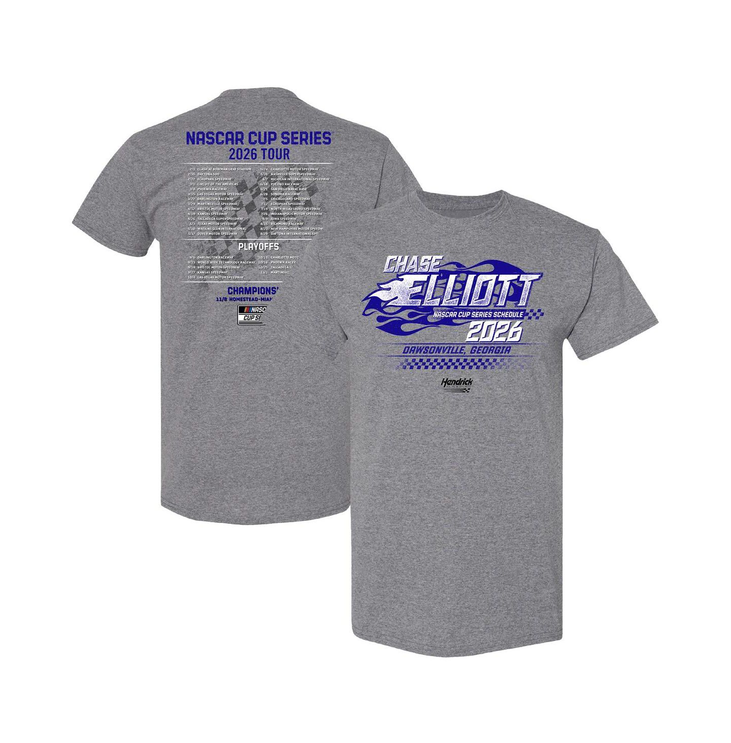 Мужская футболка Hendrick Motorsports Team Collection Heather Charcoal Chase Elliott 2026 NASCAR Schedule — фото 1