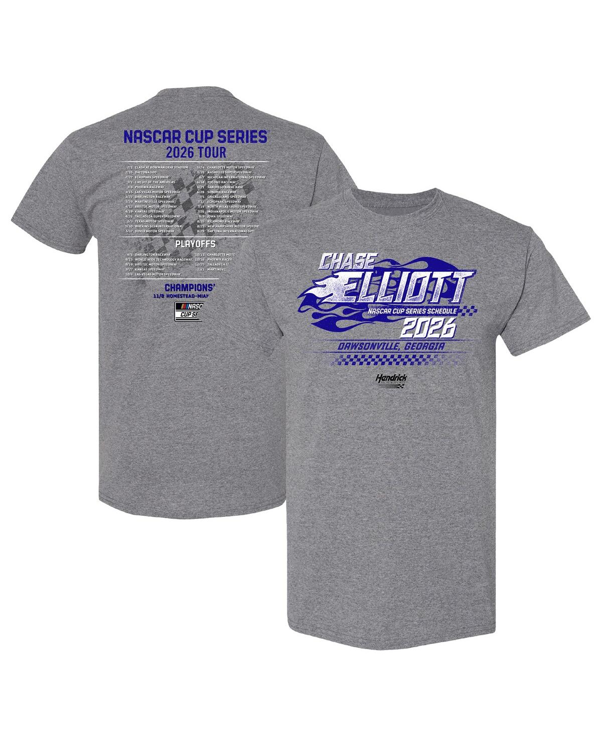 Hendrick Motorsports Team Collection Men's Heather Charcoal Chase Elliott 2026 Nascar Schedule T-shirt In Gray