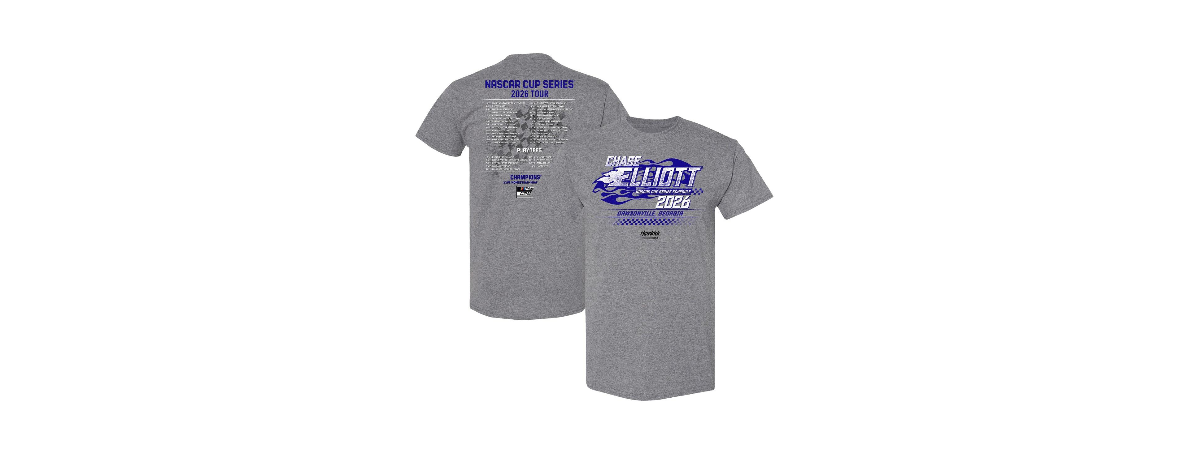 Hendrick Motorsports Team Collection Men's Heather Charcoal Chase Elliott 2026 Nascar Schedule T-Shirt